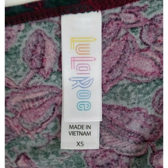 NWT Lularoe Classic T  Dark Green With Fuschia Floral Design Size XS - Picture 4 of 5